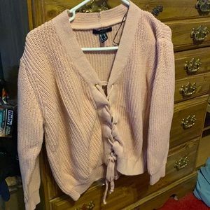 Pink v neck loose sweater